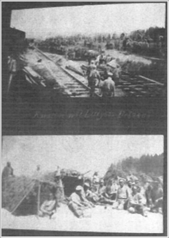 Two photos showing the construction of the Belzec camp